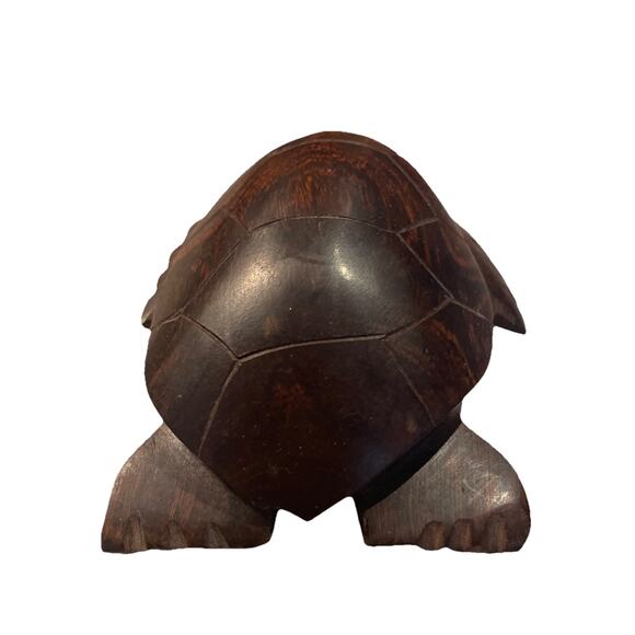 VINTAGE MCM IRONWOOD SEA TURTLE TORTOISE HAND CARVED WOOD SCULPTURE 3x3x1 Mexico - Picture 3 of 5